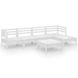 Salon de jardin meuble d'ext&eacute;rieur ensemble de mobilier 6 pi&egrave;ces bois de pin massif blanc 02_0017007