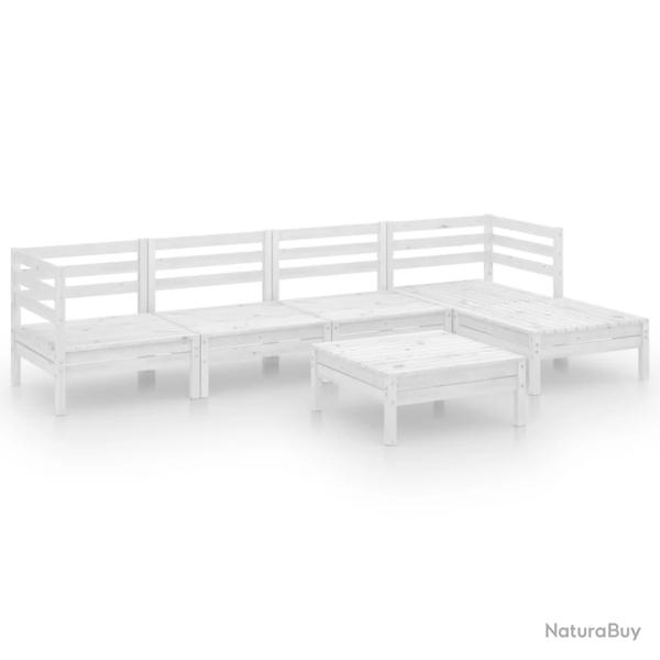 Salon de jardin meuble d'ext�rieur ensemble de mobilier 6 pi�ces bois de pin massif blanc 02_0017007