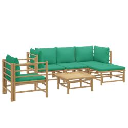 Salon de jardin meuble d'ext&eacute;rieur ensemble de mobilier 6 pi&egrave;ces avec coussins vert bambou 02_00169