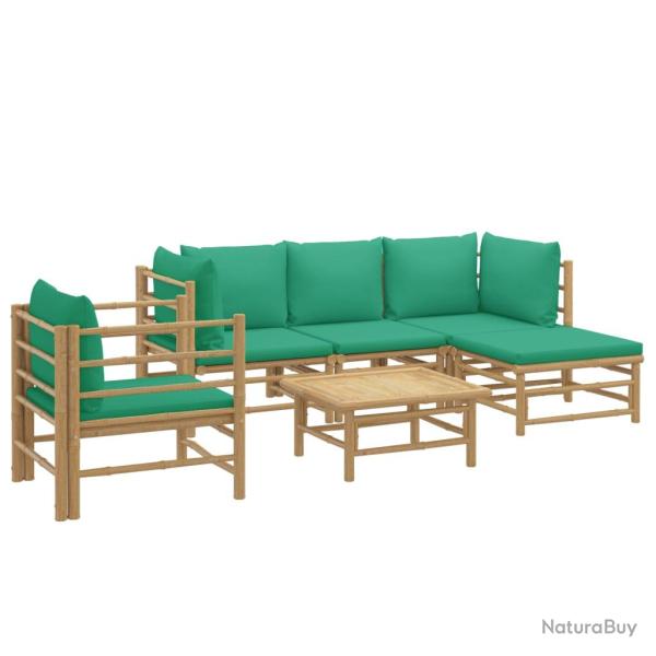 Salon de jardin meuble d'ext�rieur ensemble de mobilier 6 pi�ces avec coussins vert bambou 02_00169