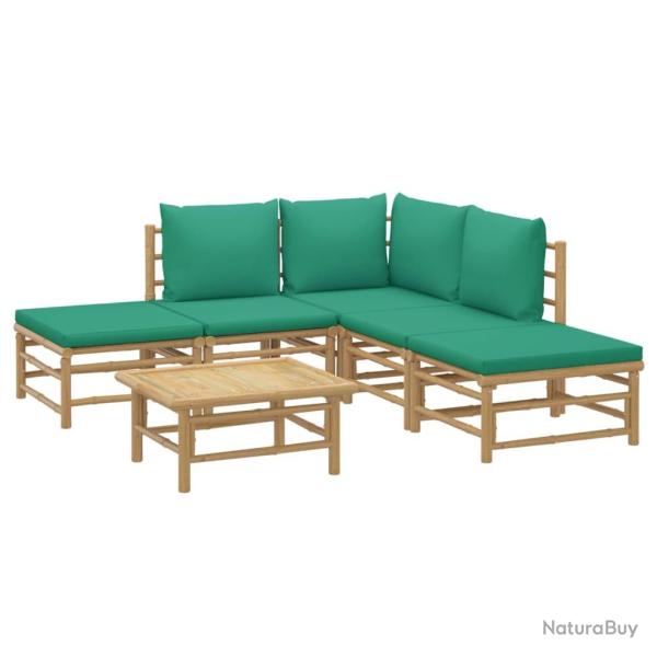 Salon de jardin meuble d'ext�rieur ensemble de mobilier 6 pi�ces avec coussins vert bambou 02_00169