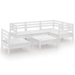 Salon de jardin meuble d'ext&eacute;rieur ensemble de mobilier 6 pi&egrave;ces bois de pin massif blanc 02_0017008