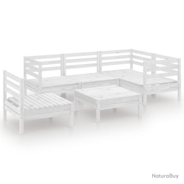 Salon de jardin meuble d'ext�rieur ensemble de mobilier 6 pi�ces bois de pin massif blanc 02_0017008