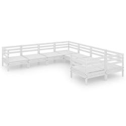 Salon de jardin meuble d'ext&eacute;rieur ensemble de mobilier 8 pi&egrave;ces bois de pin massif blanc 02_0017827