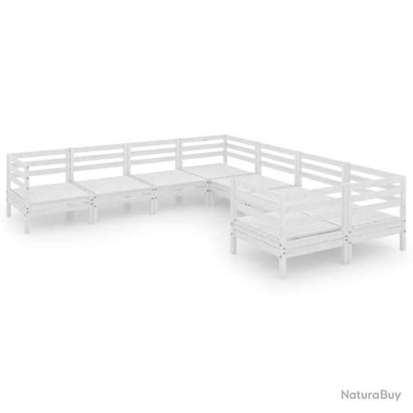 Salon de jardin meuble d'ext�rieur ensemble de mobilier 8 pi�ces bois de pin massif blanc 02_0017827