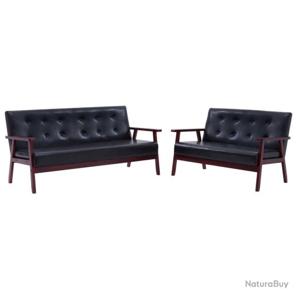 Ensemble de canap�s 2 pi�ces noir similicuir 02_0020826