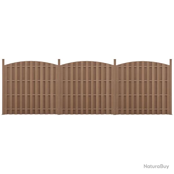 Lot de 3 pi�ces de cl�ture barri�re brise vue brise vent bois composite WPC demi-cercle arrondi 185