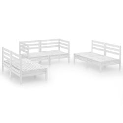 Salon de jardin meuble d'ext&eacute;rieur ensemble de mobilier 6 pi&egrave;ces blanc bois de pin massif 02_0016964