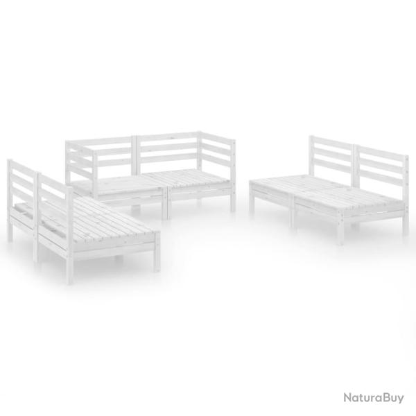 Salon de jardin meuble d'ext�rieur ensemble de mobilier 6 pi�ces blanc bois de pin massif 02_0016964