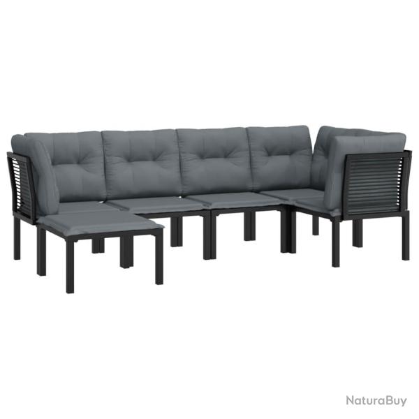 Salon de jardin meuble d'ext�rieur ensemble de mobilier 6 pi�ces noir et gris r�sine tress�e 02_001