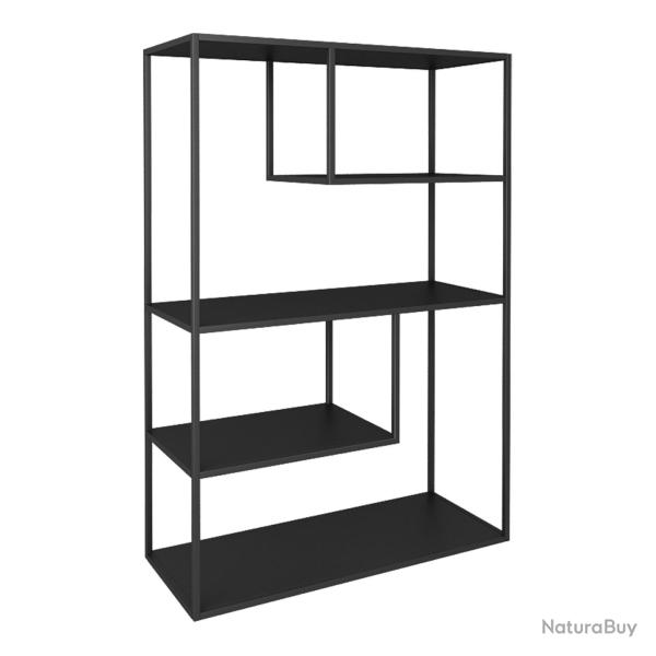 Biblioth�que design pour salon �tag�re style original 4 niveaux acier noir 03_0006487