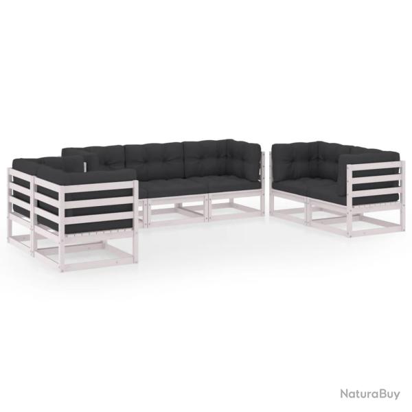 Salon de jardin meuble d'ext�rieur ensemble de mobilier 7 pi�ces avec coussins bois de pin massif 0