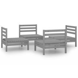 Salon de jardin meuble d'ext&eacute;rieur ensemble de mobilier 4 pi&egrave;ces gris bois de pin massif 02_0016256