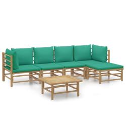 Salon de jardin meuble d'ext&eacute;rieur ensemble de mobilier 6 pi&egrave;ces avec coussins vert bambou 02_00169