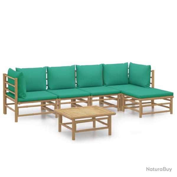 Salon de jardin meuble d'ext�rieur ensemble de mobilier 6 pi�ces avec coussins vert bambou 02_00169