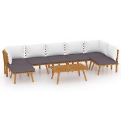 Salon de jardin meuble d'ext&eacute;rieur ensemble de mobilier 8 pi&egrave;ces avec coussins bois d'acacia solide