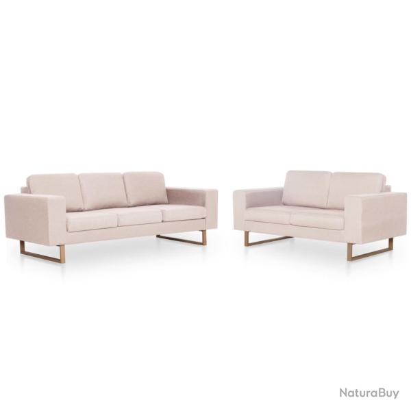 Ensemble de Canap� 2 places de salon salle de s�jour maison int�rieur pi�ces tissu cr�me 02_0019073