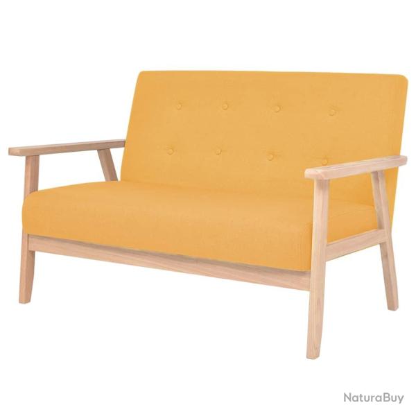 Ensemble de canap� 2 places de salon salle de s�jour maison int�rieur pi�ces tissu jaune 02_0019600