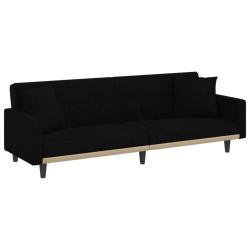 Canap&eacute;-lit avec coussins 220 x 100 x 53 cm tissu noir 02_0019831
