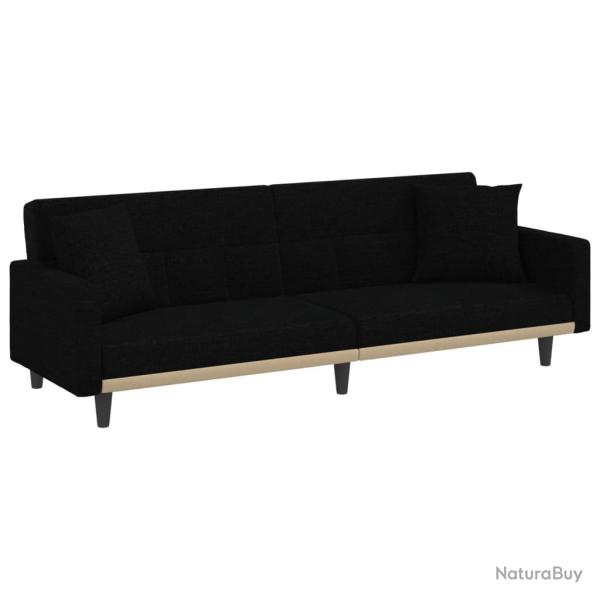 Canap�-lit avec coussins 220 x 100 x 53 cm tissu noir 02_0019831