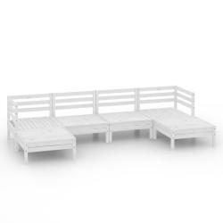 Salon de jardin meuble d'ext&eacute;rieur ensemble de mobilier 6 pi&egrave;ces blanc bois de pin massif 02_0016963