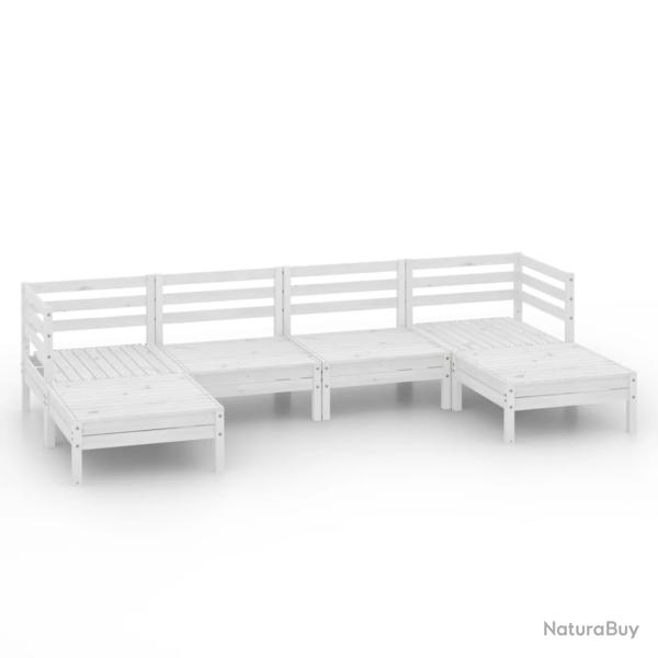 Salon de jardin meuble d'ext�rieur ensemble de mobilier 6 pi�ces blanc bois de pin massif 02_0016963