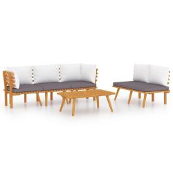 Salon de jardin meuble d'ext&eacute;rieur ensemble de mobilier 5 pi&egrave;ces avec coussins bois d'acacia solide