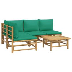 Salon de jardin meuble d'ext&eacute;rieur ensemble de mobilier 5 pi&egrave;ces avec coussins vert bambou 02_00165