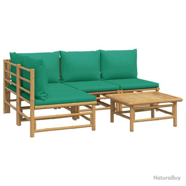 Salon de jardin meuble d'ext�rieur ensemble de mobilier 5 pi�ces avec coussins vert bambou 02_00165