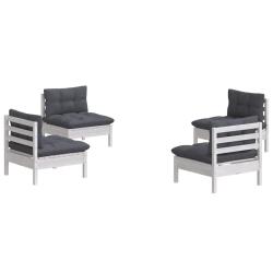 Salon de jardin meuble d'ext&eacute;rieur ensemble de mobilier 4 pi&egrave;ces avec coussins anthracite bois de p
