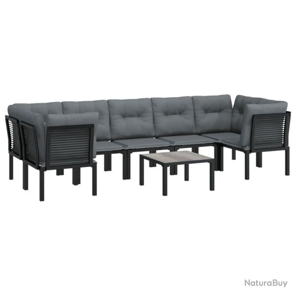 Salon de jardin meuble d'ext�rieur ensemble de mobilier 8 pi�ces r�sine tress�e noir et gris 02_001