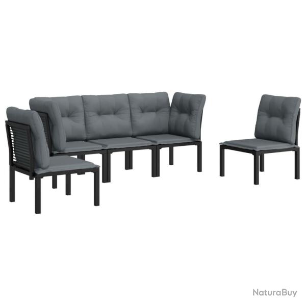 Salon de jardin meuble d'ext�rieur ensemble de mobilier 5 pi�ces r�sine tress�e noir et gris 02_001