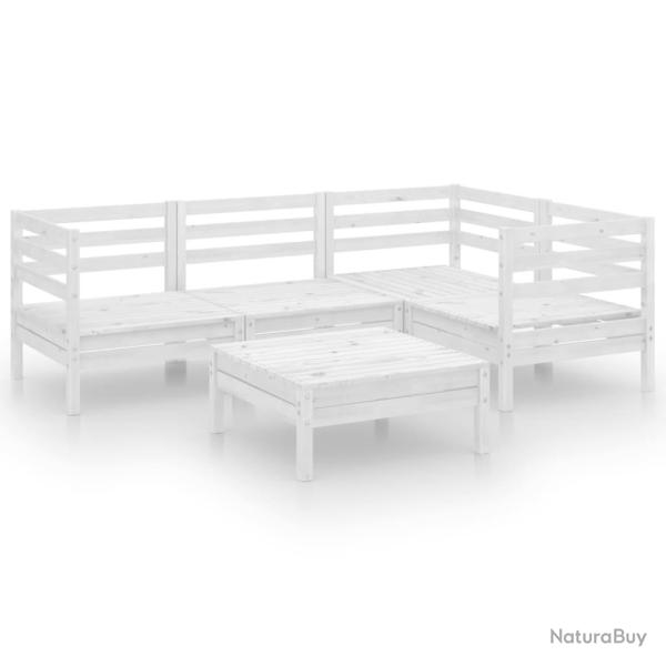 Salon de jardin meuble d'ext�rieur ensemble de mobilier 5 pi�ces bois de pin massif blanc 02_0016553