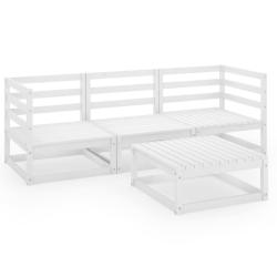 Salon de jardin meuble d'ext&eacute;rieur ensemble de mobilier 4 pi&egrave;ces blanc bois de pin massif 02_0016213