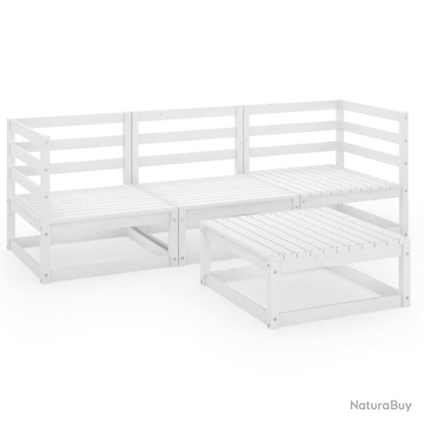 Salon de jardin meuble d'ext�rieur ensemble de mobilier 4 pi�ces blanc bois de pin massif 02_0016213