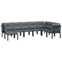 Salon de jardin meuble d'ext&eacute;rieur ensemble de mobilier 8 pi&egrave;ces noir et gris r&eacute;sine tress&eacute;e 02_001