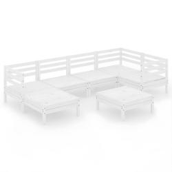 Salon de jardin meuble d'ext&eacute;rieur ensemble de mobilier 7 pi&egrave;ces bois de pin massif blanc 02_0017406