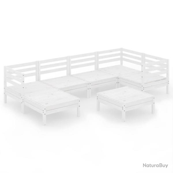 Salon de jardin meuble d'ext�rieur ensemble de mobilier 7 pi�ces bois de pin massif blanc 02_0017406