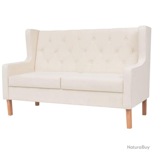 Ensemble de canap�s 2 pi�ces tissu blanc cr�me 02_0019689