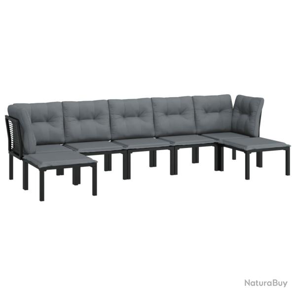Salon de jardin meuble d'ext�rieur ensemble de mobilier 7 pi�ces r�sine tress�e noir et gris 02_001
