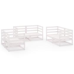 Salon de jardin meuble d'ext&eacute;rieur ensemble de mobilier 6 pi&egrave;ces blanc bois de pin massif 02_0016975