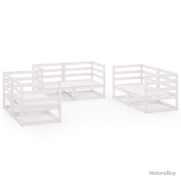 Salon de jardin meuble d'ext�rieur ensemble de mobilier 6 pi�ces blanc bois de pin massif 02_0016975