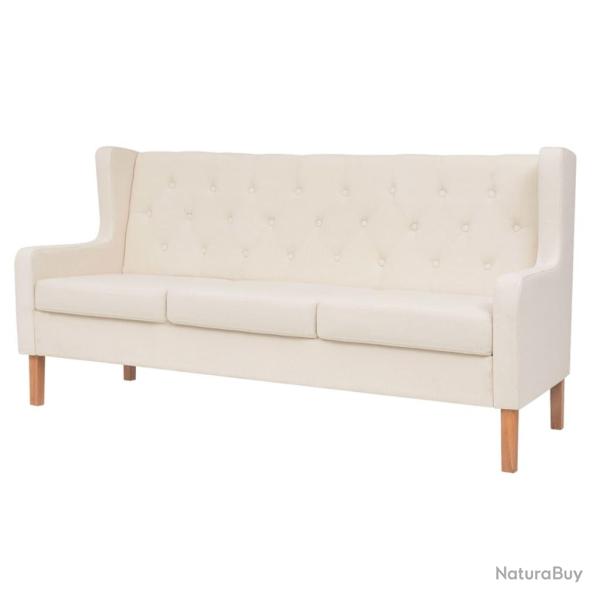 Ensemble de canap�s 3 pi�ces tissu blanc cr�me 02_0019076