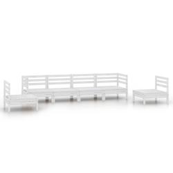 Salon de jardin meuble d'ext&eacute;rieur ensemble de mobilier 6 pi&egrave;ces blanc bois de pin massif 02_0016969
