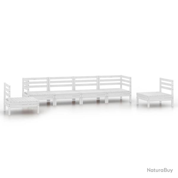 Salon de jardin meuble d'ext�rieur ensemble de mobilier 6 pi�ces blanc bois de pin massif 02_0016969