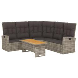Salon de jardin meuble d'ext&eacute;rieur ensemble de mobilier 2 pi&egrave;ces avec coussins gris r&eacute;sine tress&eacute;e