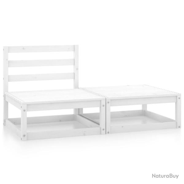 Salon de jardin meuble d'ext�rieur ensemble de mobilier 2 pi�ces blanc bois de pin massif 02_0015909