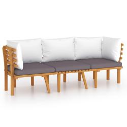 Salon de jardin meuble d'ext&eacute;rieur ensemble de mobilier 3 pi&egrave;ces avec coussins bois d'acacia solide