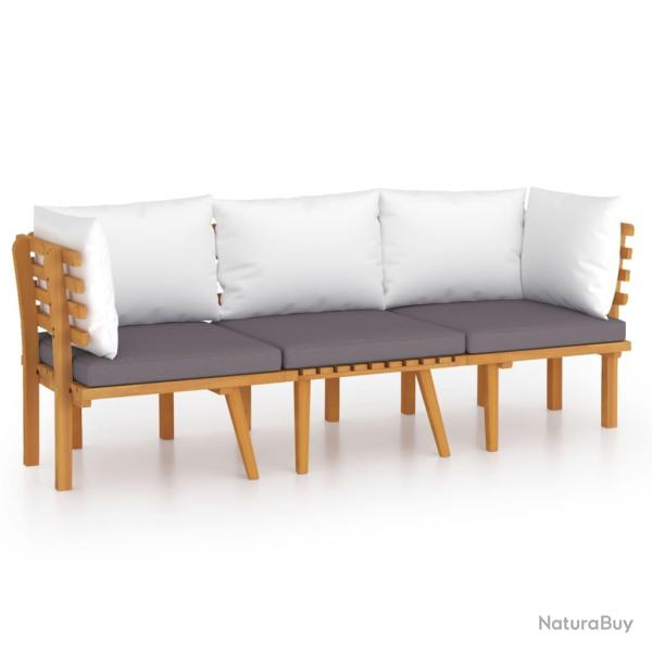 Salon de jardin meuble d'ext�rieur ensemble de mobilier 3 pi�ces avec coussins bois d'acacia solide