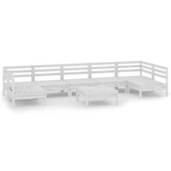 Salon de jardin meuble d'ext&eacute;rieur ensemble de mobilier 8 pi&egrave;ces blanc bois de pin massif 02_0017781